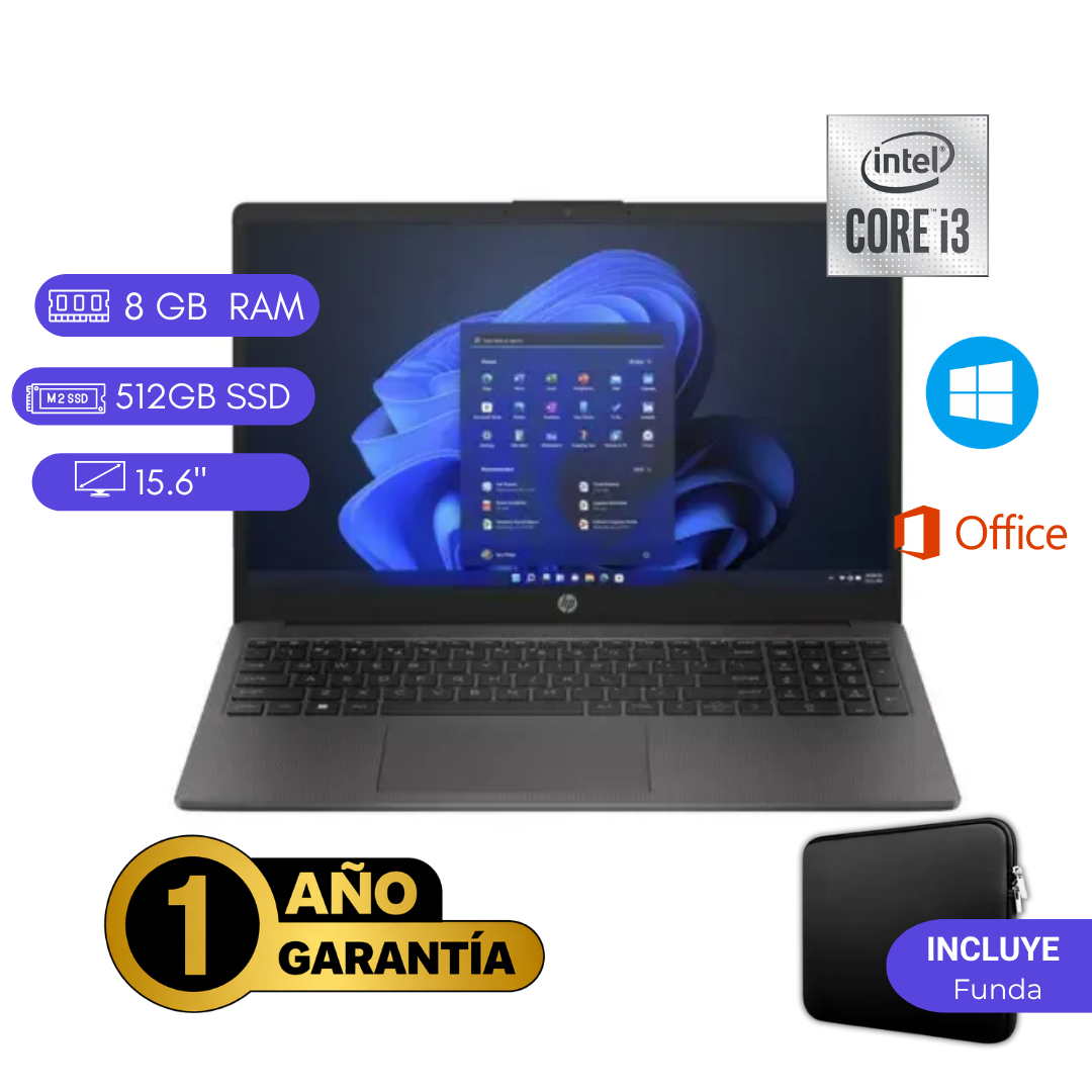 HP 15-DW1085LA REACONDICIONADA, INTEL CORE I3 10MA, 16GB RAM, 256GB SSD Y PANTALLA HD DE 15.6 PULGADAS. - 1