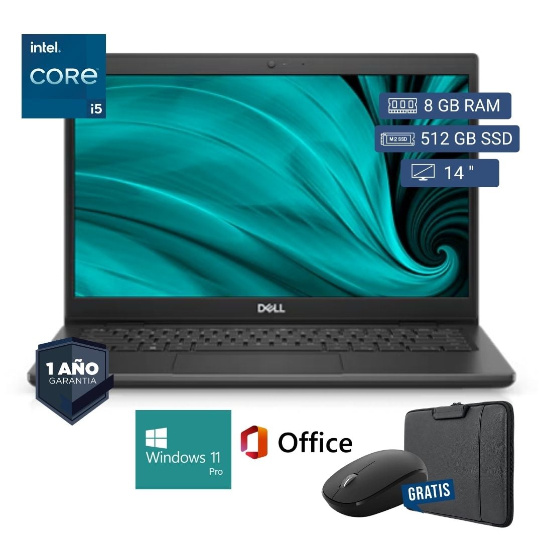 LAPTOP SEMI NUEVA DELL LATITUDE 3420 CORE I5 11VA 8GB RAM 512GB SSD 14' + MOUSE + FUNDA - 1