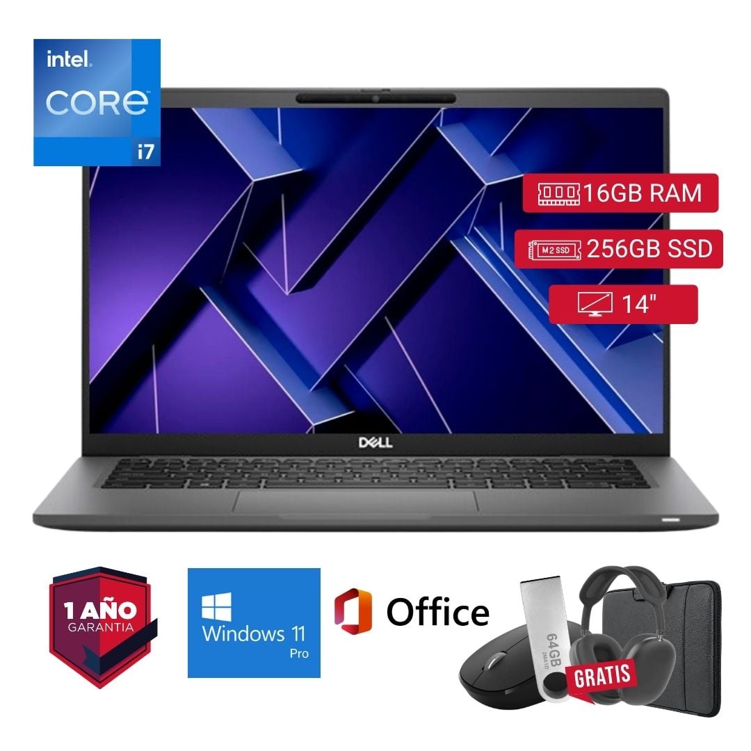 LAPTOP SEMI NUEVA DELL LATITUDE 7420 CORE I7 11VA 16GB RAM 256GB SSD 14' + MOUSE + FUNDA + USB 64 GB - 1