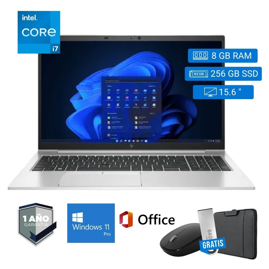 LAPTOP SEMI NUEVA HP 15-DW1058LA CORE I7 10MA 8GB RAM 256GB SSD 15.6' + MOUSE + FUNDA + USB 64 GB - 1
