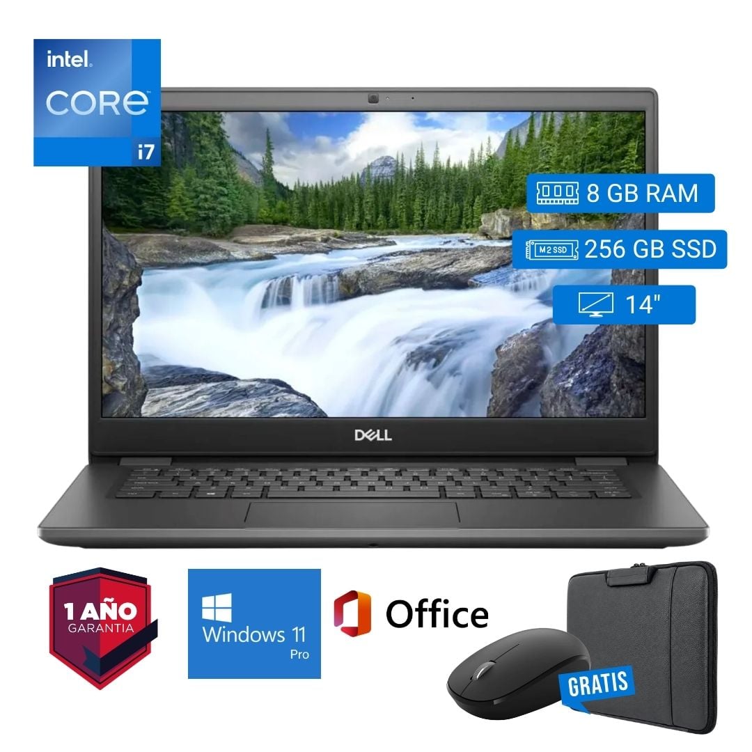 LAPTOP SEMI NUEVA DELL LATITUDE 3410 CORE I7 10MA 8GB RAM 256GB SSD 14' + MOUSE + FUNDA - 1