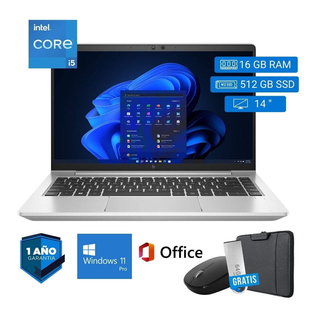 LAPTOP SEMI NUEVA HP ELITEBOOK 640 G9 CORE I5 12VA 16GB RAM 512GB SSD 14' + MOUSE + FUNDA + USB 64 GB - 1