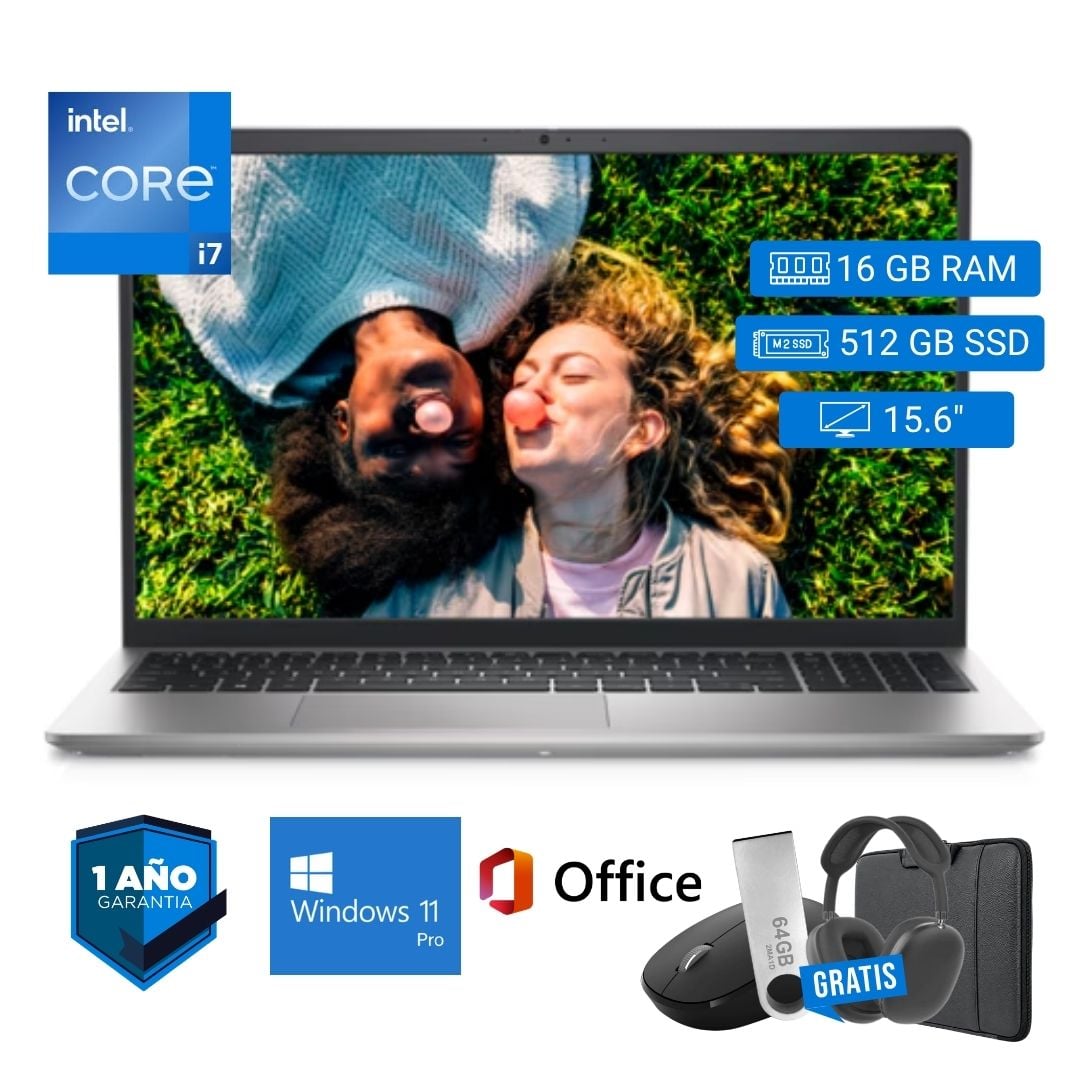 LAPTOP SEMI NUEVA DELL LATITUDE 3520 CORE I7 11VA 16GB RAM 512GB SSD 15.6' + MOUSE + FUNDA + USB 64 GB + AUDÍFONOS - 1