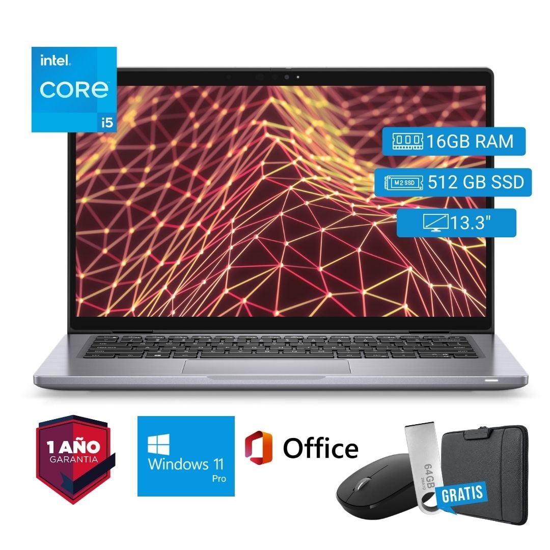LAPTOP SEMI NUEVA DELL LATITUDE 7330 I5 12VA 16GB 512GB SSD 13.3' + MOUSE + FUNDA + USB 64 GB - 1