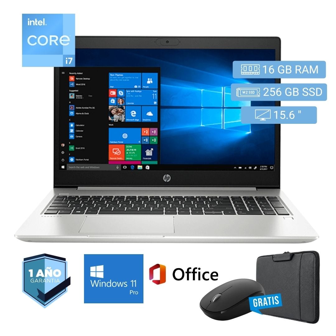 LAPTOP SEMI NUEVA HP PROBOOK 450 G7 CORE I5 10MA 16GB RAM 256GB SSD 15.6' + MOUSE + FUNDA - 1