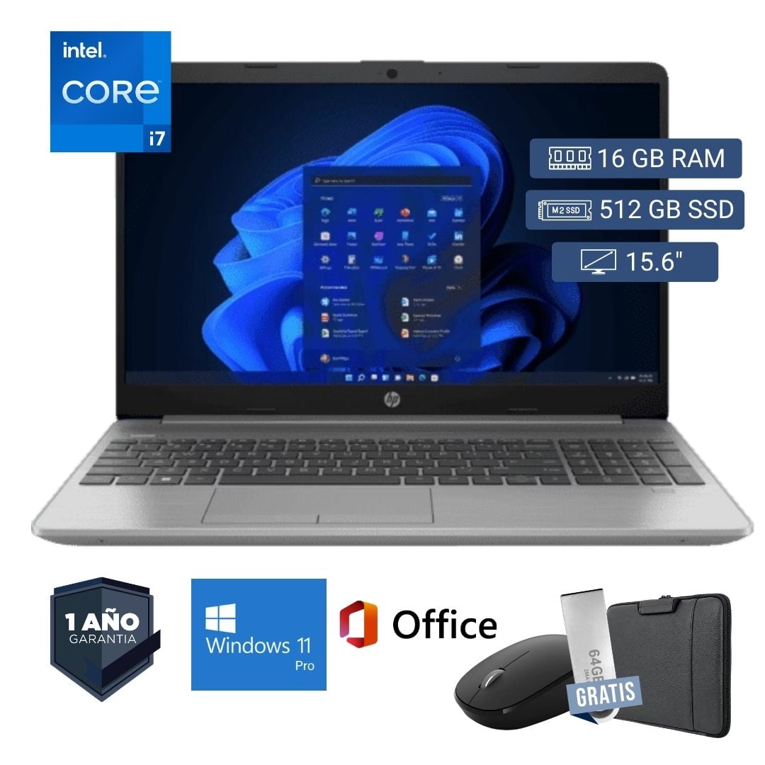 LAPTOP SEMI NUEVA HP 250 G8 CORE I7 10MA 16GB RAM 512GB SSD 15.6' + MOUSE + FUNDA + USB 64 GB - 1
