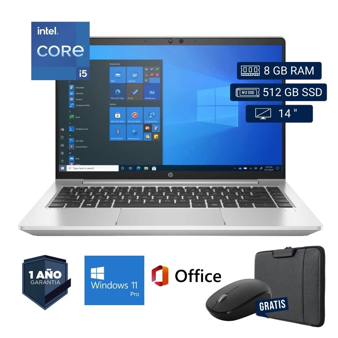 LAPTOP SEMI NUEVA HP PROBOOK 640 G8 CORE I5 11VA 8GB RAM 512GB SSD 14' + MOUSE + FUNDA - 1