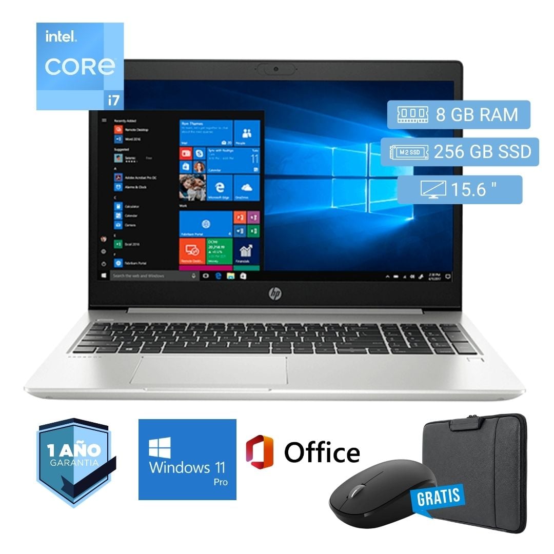 LAPTOP SEMI NUEVA HP PROBOOK 450 G7 CORE I5 10MA 8GB RAM 256GB SSD 15.6' + MOUSE + FUNDA - 1