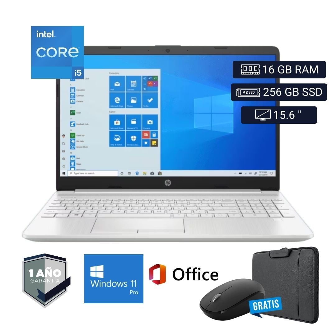 LAPTOP SEMI NUEVA HP 15-DW1058LA CORE I5 10MA 16GB RAM 256GB SSD 15.6' + MOUSE + FUNDA - 1