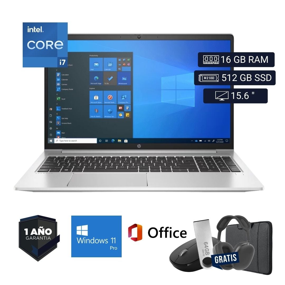 LAPTOP SEMI NUEVA HP PROBOOK 450 G8 CORE I7 11VA 16GB RAM 512GB SSD 15.6' + MOUSE + FUNDA + USB 64 GB + AUDÍFONOS - 1
