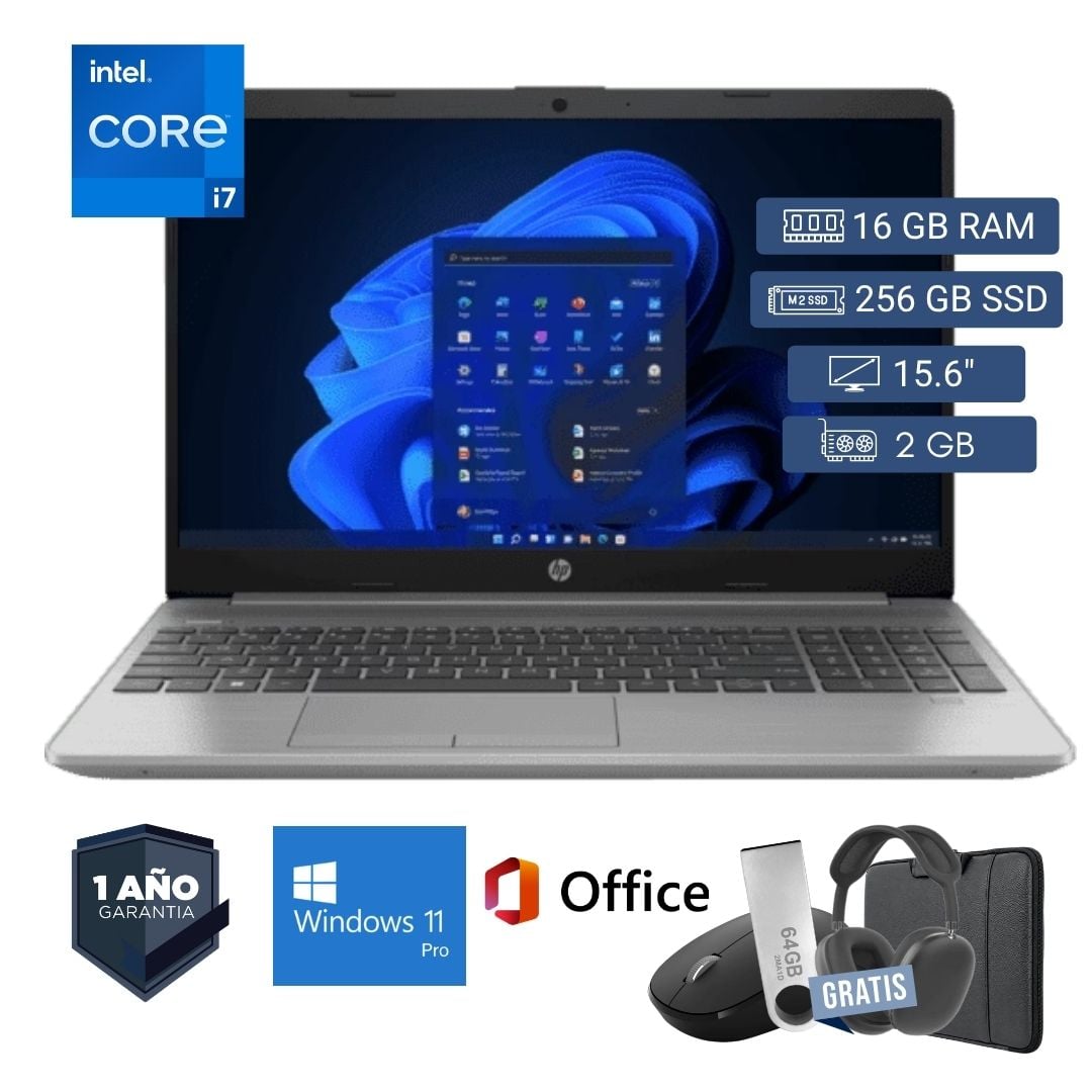 LAPTOP SEMI NUEVA HP 250 G8 CORE I7 10MA 16GB RAM 256GB SSD 2GB VIDEO 15.6' + MOUSE + FUNDA + USB 64 GB - 1