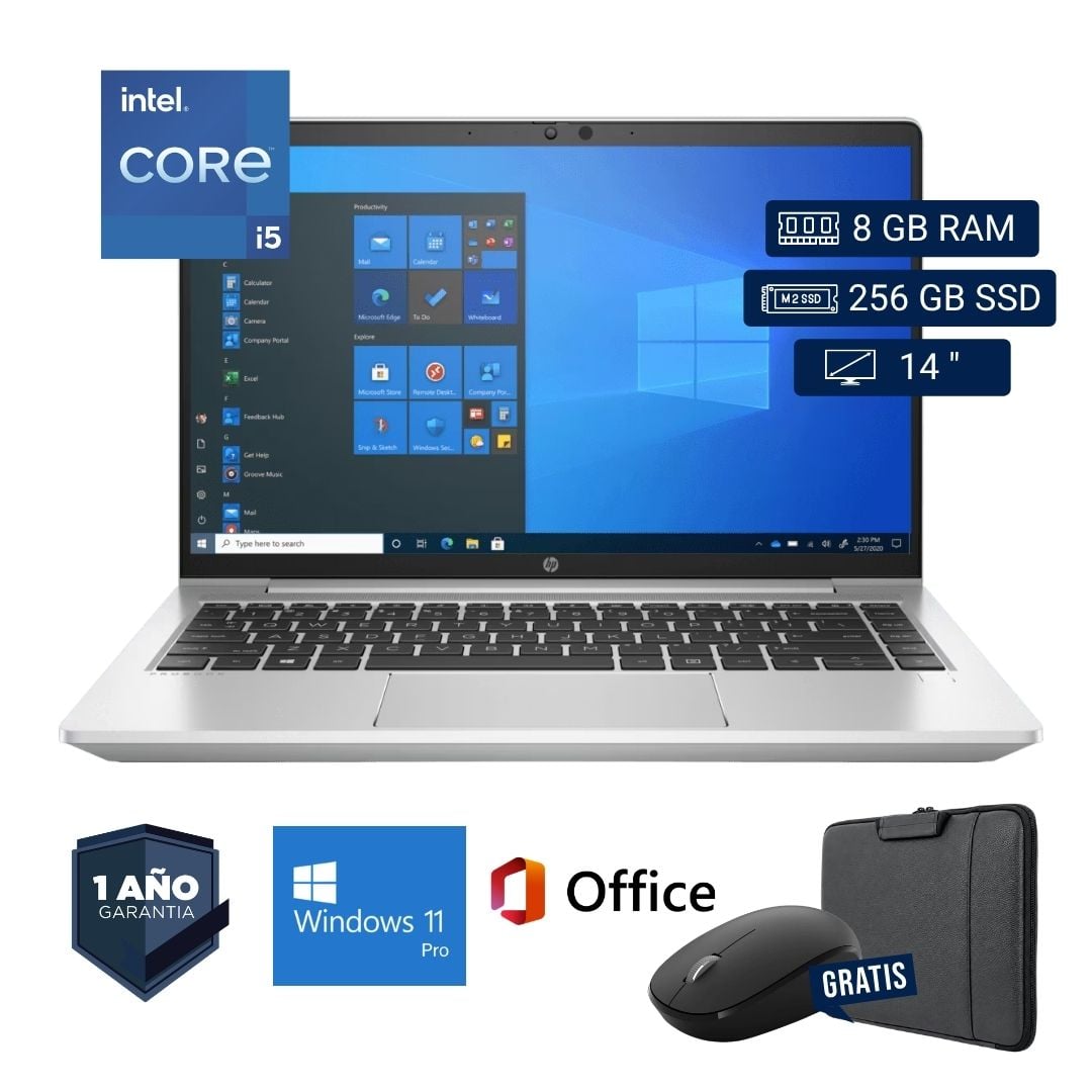 LAPTOP SEMI NUEVA HP PROBOOK 640 G8 CORE I5 11VA 8GB RAM 256GB SSD 14' + MOUSE + FUNDA - 1