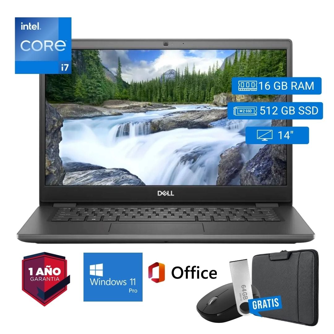 LAPTOP SEMI NUEVA DELL LATITUDE 3410 CORE I7 10MA 16GB RAM 512GB SSD 14' + MOUSE + FUNDA + USB 64 GB - 1