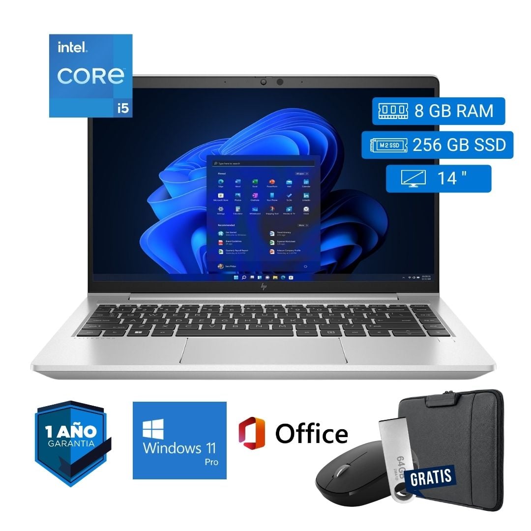 LAPTOP SEMI NUEVA HP ELITEBOOK 640 G9 CORE I5 12VA 8GB RAM 256GB SSD 14' + MOUSE + FUNDA + USB 64 GB - 1