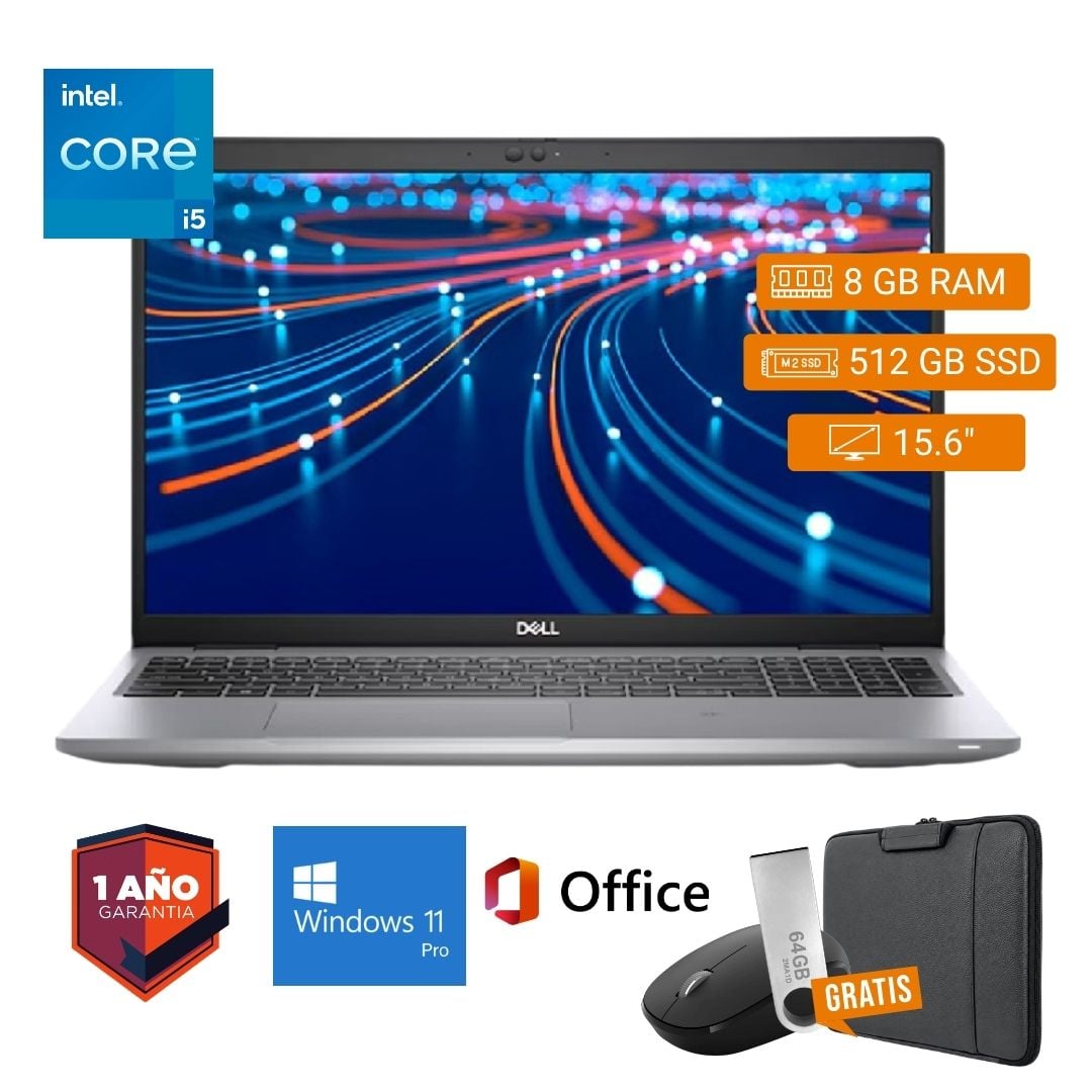 LAPTOP SEMI NUEVA DELL LATITUDE 5520 CORE I5 11VA 8GB RAM 512GB SSD 15.6' + MOUSE + FUNDA + USB 64 GB - 1