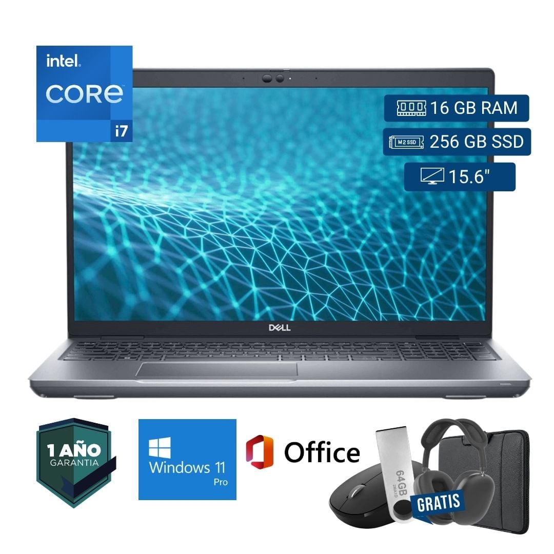 LAPTOP SEMI NUEVA DELL LATITUDE 5531 CORE I7 12VA 16GB RAM 256GB SSD 15.6' + MOUSE + FUNDA + USB 64 GB + AUDÍFONOS - 1