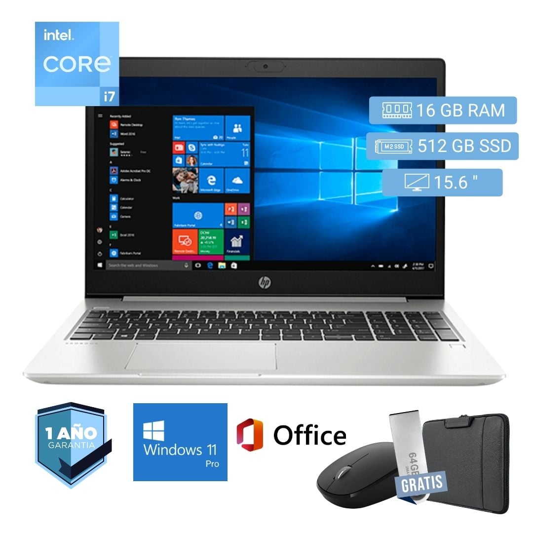 LAPTOP SEMI NUEVA HP PROBOOK 450 G7 CORE I5 10MA 16GB RAM 512GB SSD 15.6' + MOUSE + FUNDA + USB 64 GB - 1