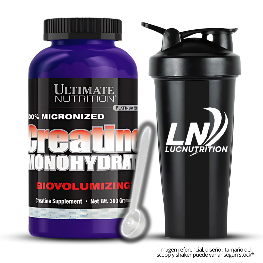CREATINA ULTIMATE NUTRITION 300 GR MICRONIZADA + SHAKER + SCOOP - 1