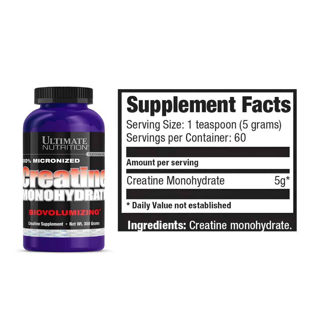 CREATINA ULTIMATE NUTRITION 300 G - CREATINA MONOHIDRATADA + SCOOP + PULSERA - 2