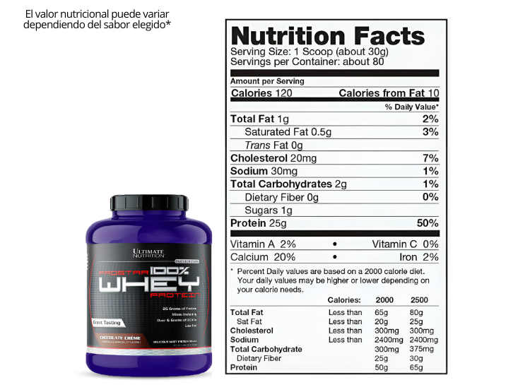 PROSTAR 100 % WHEY 5LB CHOCOLATE CREME + CREATINA ULTIMATE NUTRITION 300 G - 2