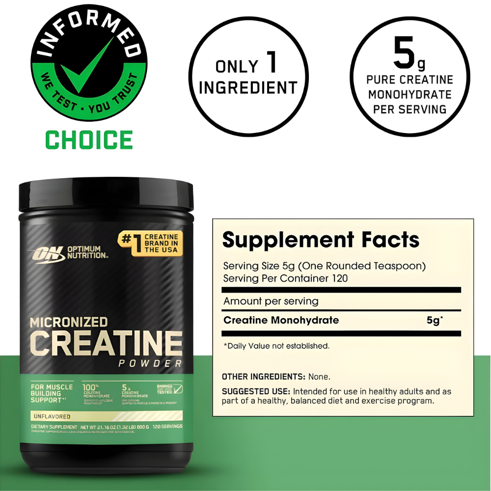 CREATINA OPTIMUM NUTRITION ON 600 GR + SCOOP + SHAKER - 3