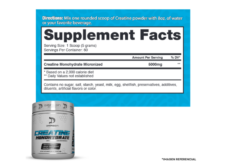 CREATINA DRAGON PHARMA 300 GR + EMBUDO DRAGON PHARMA + STRAPS - 3