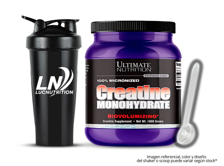 CREATINA ULTIMATE NUTRITION 1 KG MICRONIZADA + SCOOP + SHAKER - 1