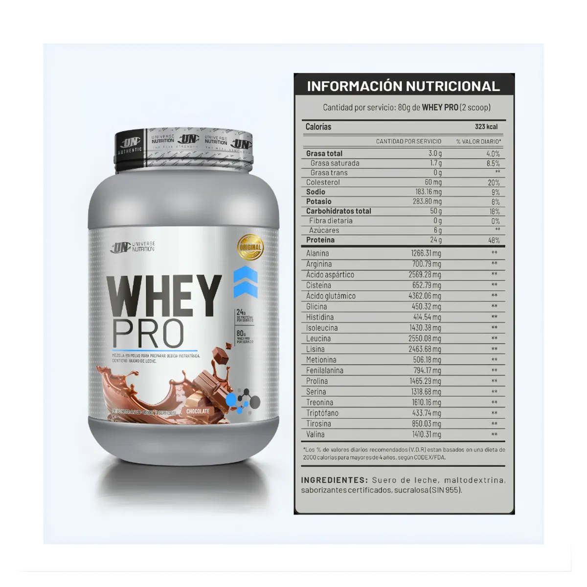 PROTEINA WHEY PRO 1 KG - CHOCOLATE + CREATINA UNIVERSE NUTRITION 250 G - 2