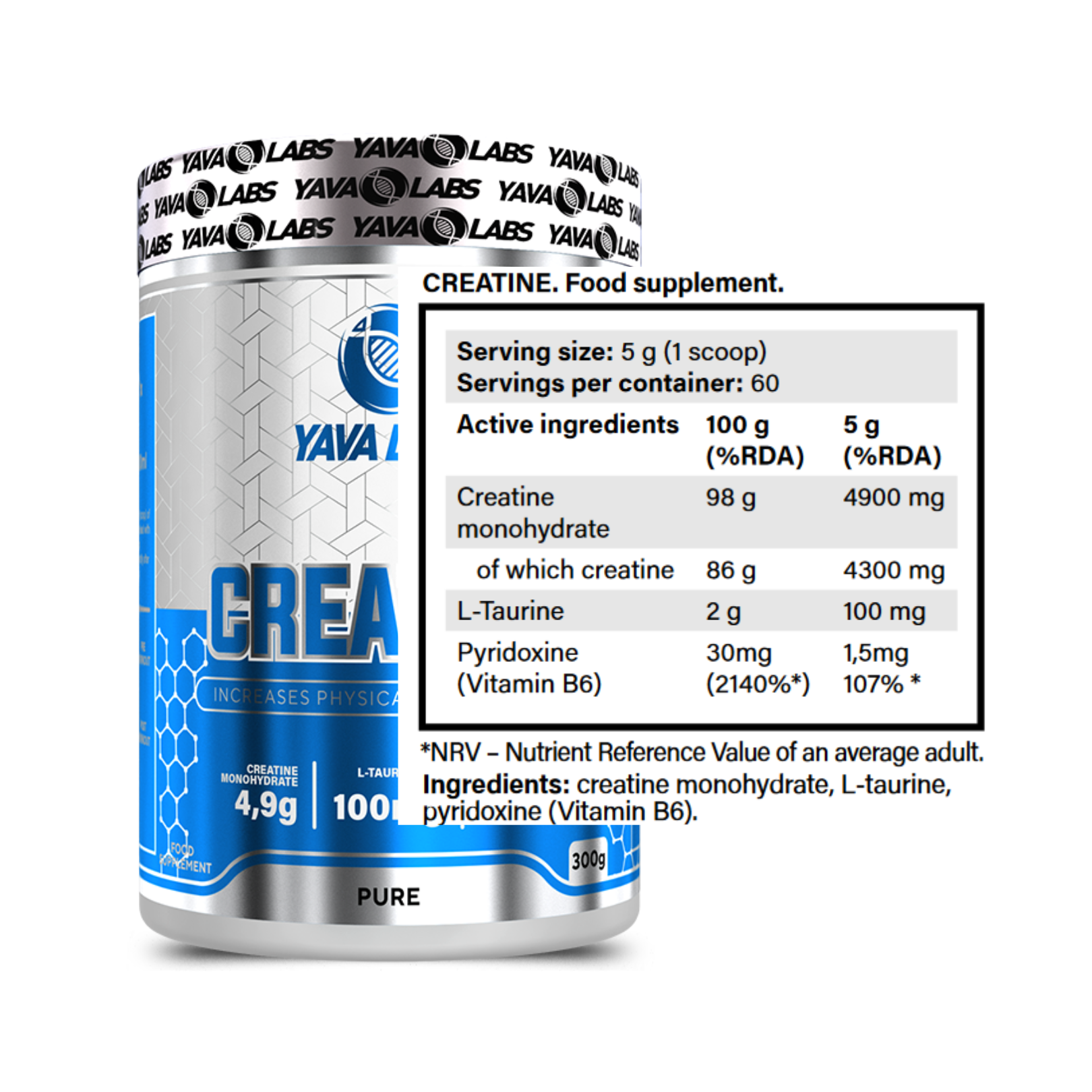 CREATINA YAVA LABS 300 GR MONOHIDRATADA - 2