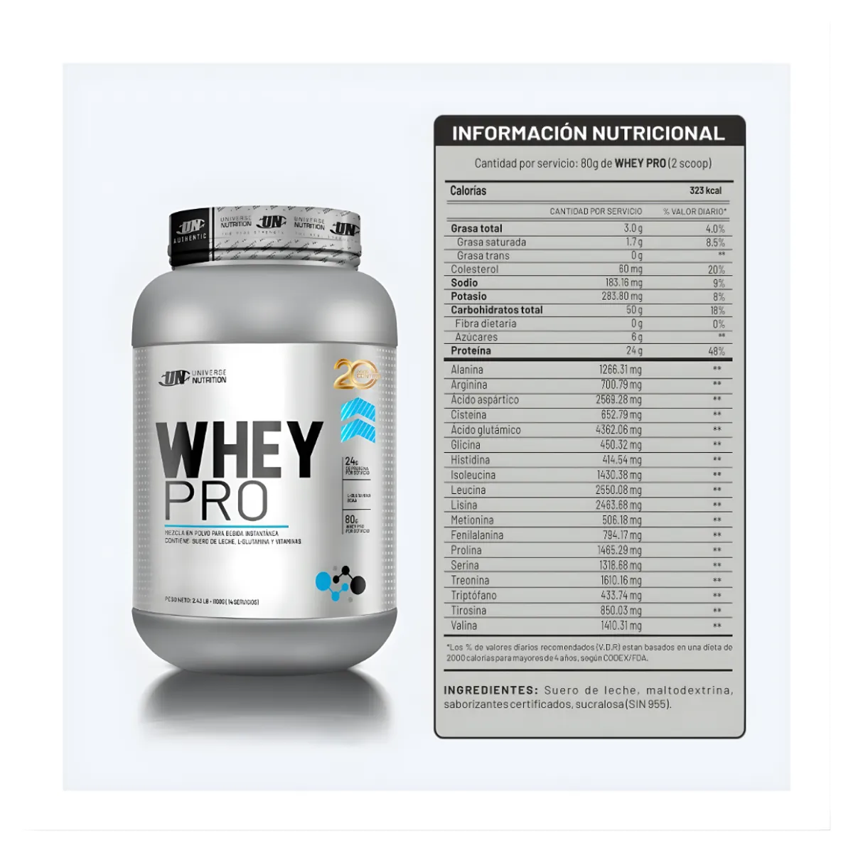 PACK X 2 WHEY PRO 1.1 KG VAINILLA - 2