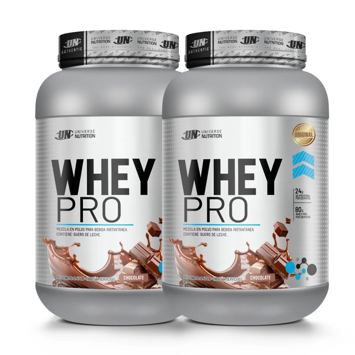 PACK X 2 WHEY PRO 1.1 KG CHOCOLATE - 1