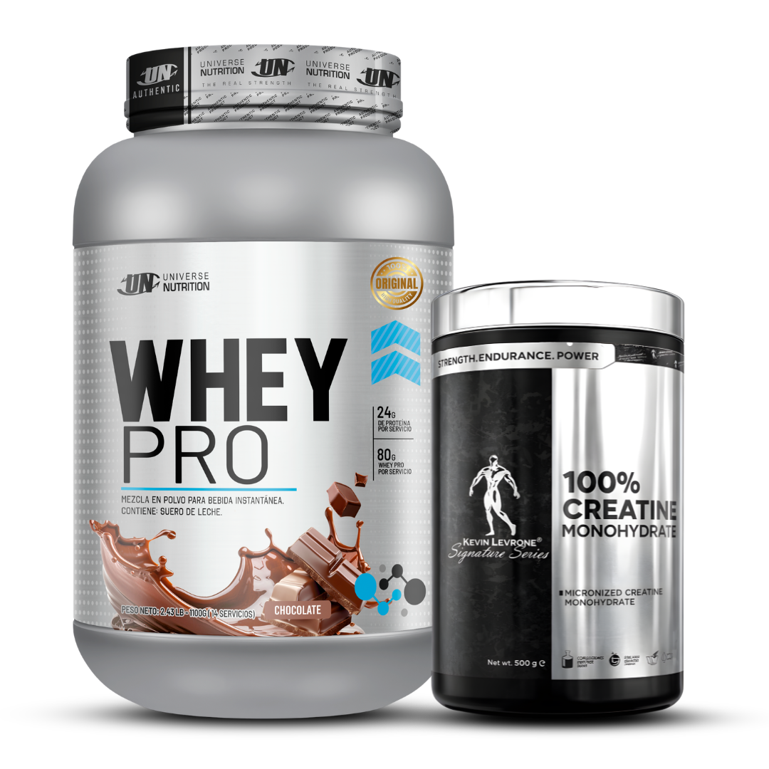 WHEY PRO 1.1 KG CHOCOLATE + CREATINA KEVIN LEVRONE 500 GR - 1