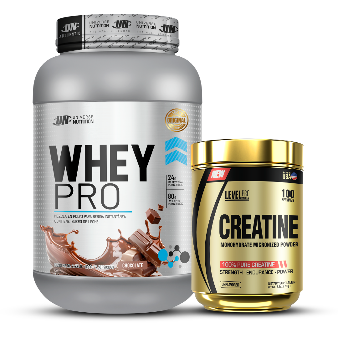 WHEY PRO 1.1 KG CHOCOLATE + CREATINA LEVEL PRO 250 GR - 1