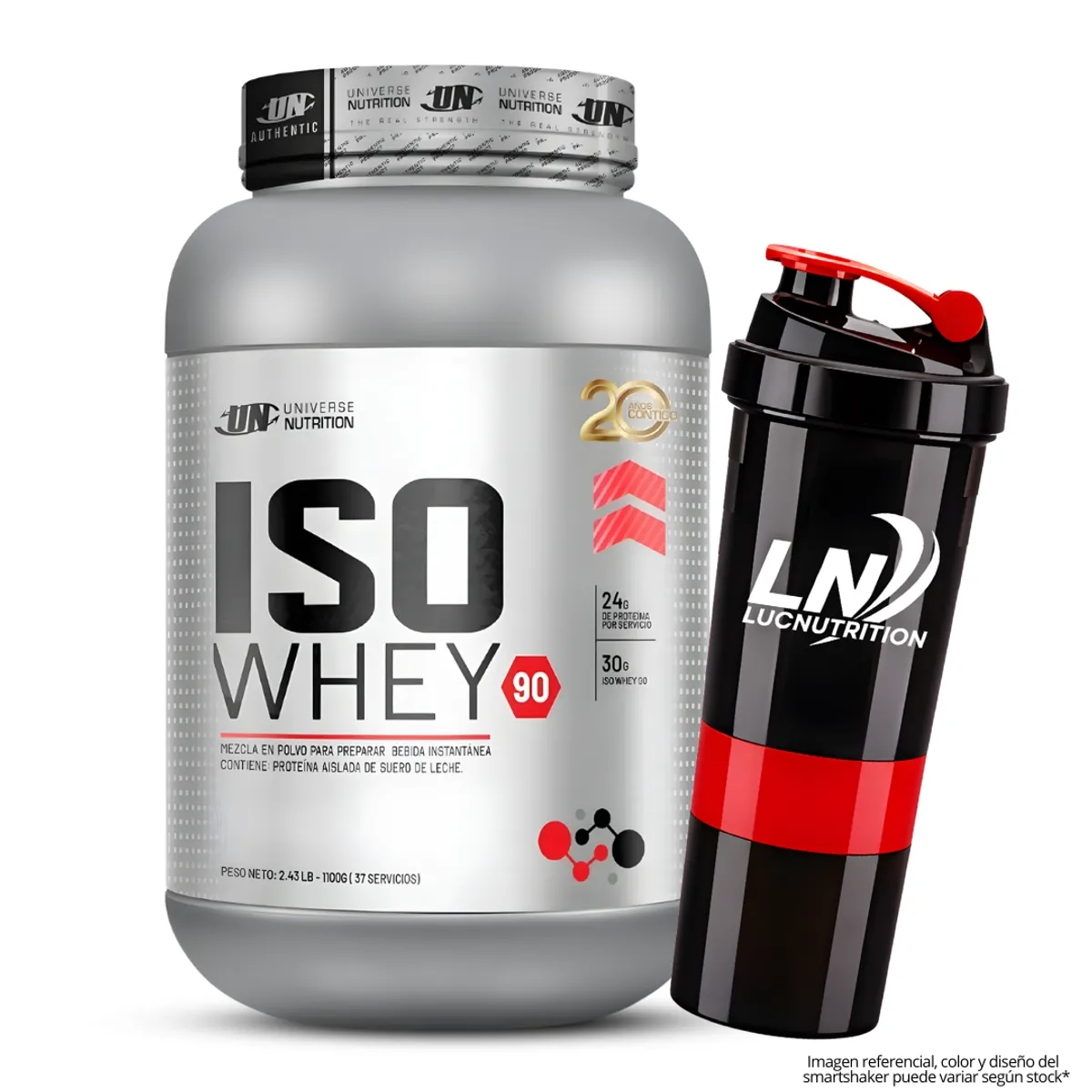 ISO WHEY 90 1.1 KG SABOR COOKIE AND CREAM + SMARTSHAKER 3 CUERPOS - 1