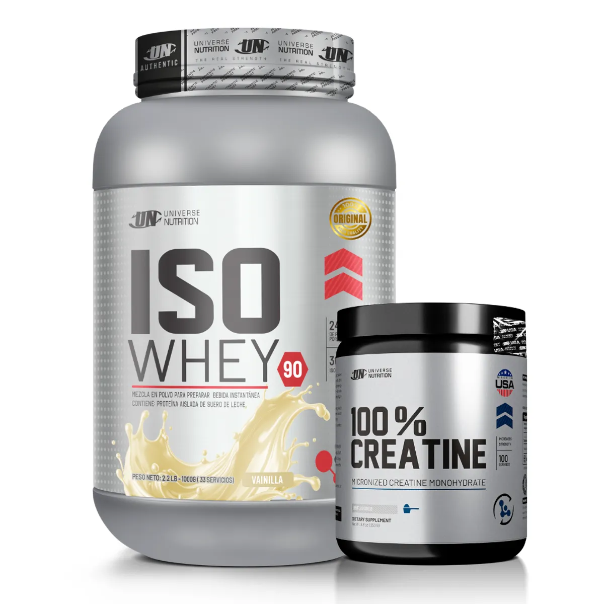 PROTEINA ISO WHEY 90 1 KG - VAINILLA + CREATINA UNIVERSE NUTRITION 250 G - 1