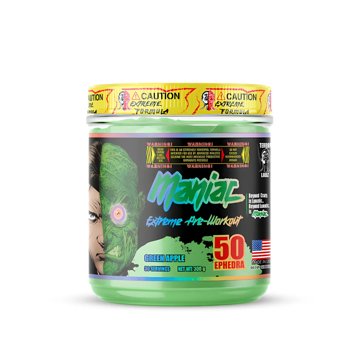 MANIAC EXTREME PRE-WORKOUT 30 SERVICIOS - GREEN APPLE / TERROR LABZ - 1