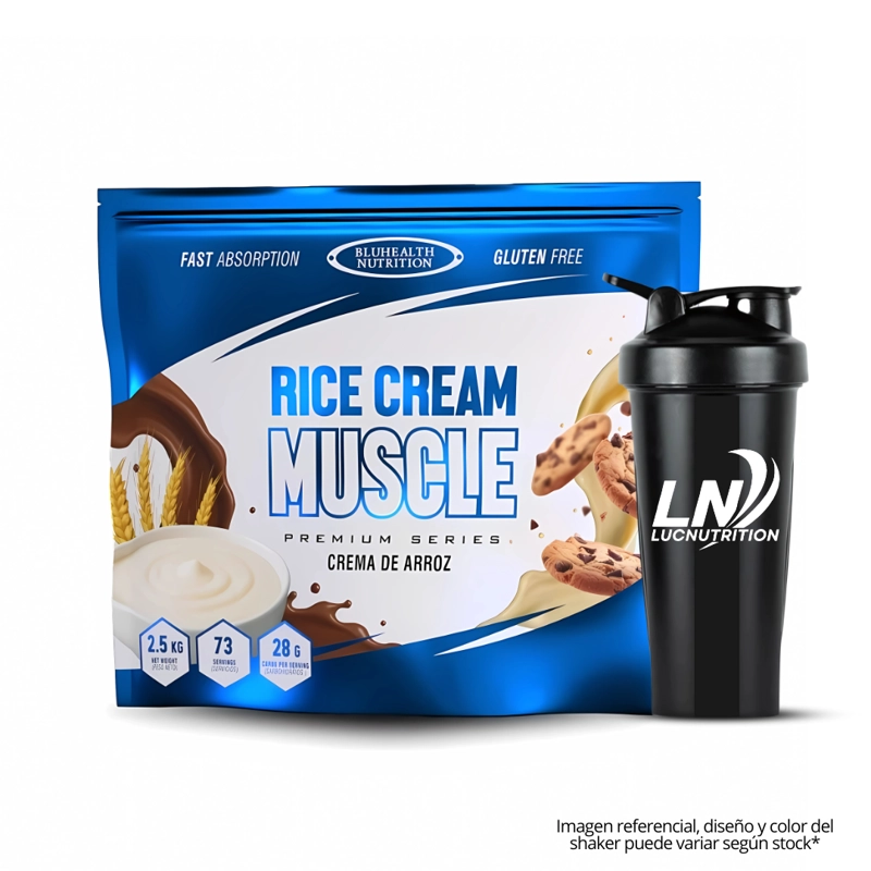CREMA DE ARROZ 2.5 KG BLUHEALTH NUTRITION - VAINILLA + SHAKER - 1
