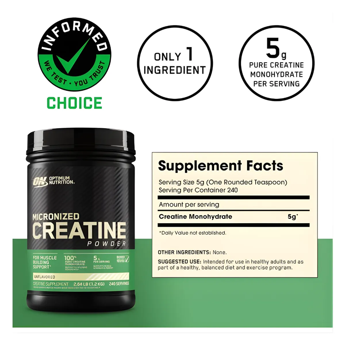 CREATINA OPTIMUM NUTRITION 1.2 KG + SCOOP - 2