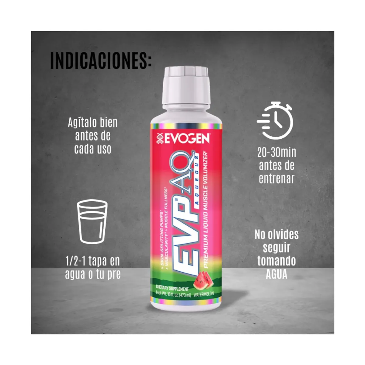 EVP-AQ EVOGEN GLICEROL LIQUIDO 473ML - WATERMELON - 2