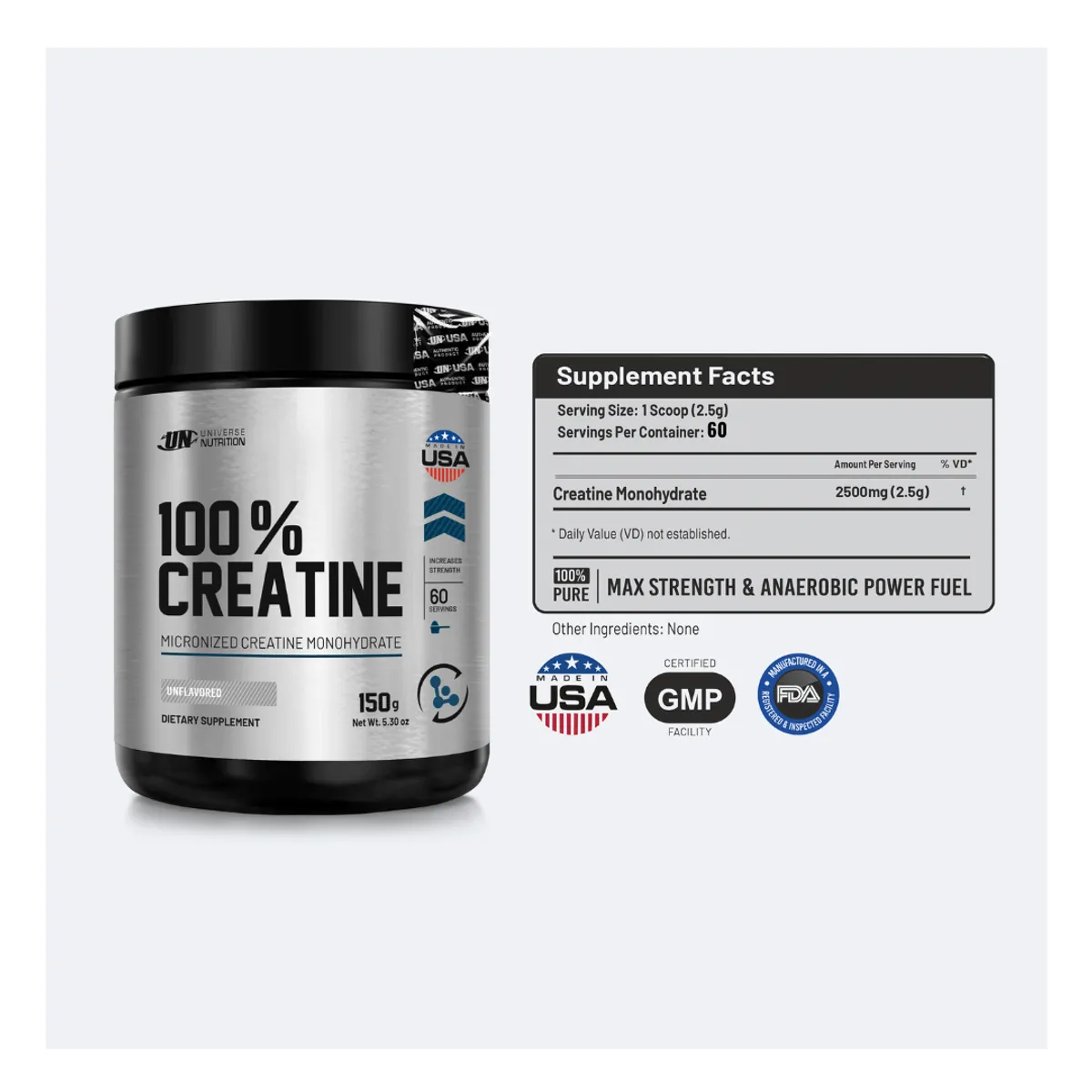 PACK X 02 - CREATINA UNIVERSE NUTRITION 150 G - CREATINA MONOHIDRATADA Y MICRONIZADA - 3