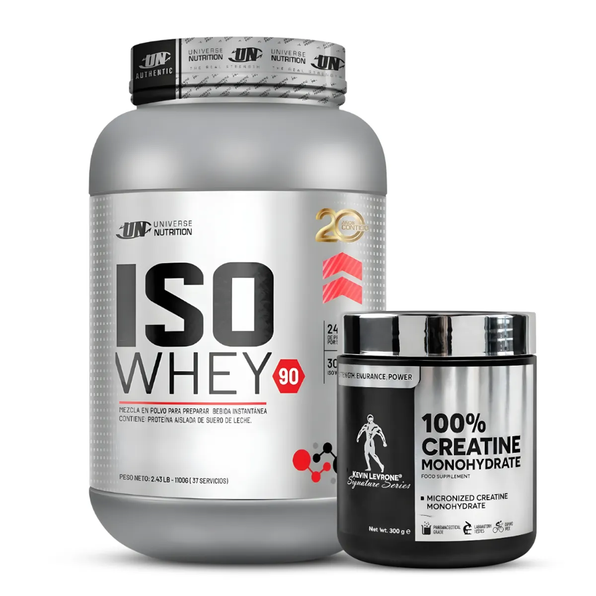 ISO WHEY 90 1.1 KG PROTEINA ISOLATADA - VAINILLA + CREATINA KEVIN LEVRONE 300 G - 1
