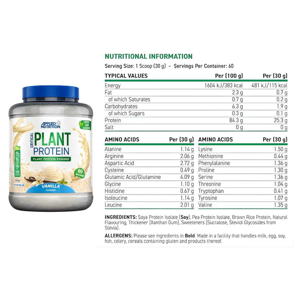 PROTEÍNA VEGANA CRITICAL PLANT PROTEIN 1.8 KG - VAINILLA - 2