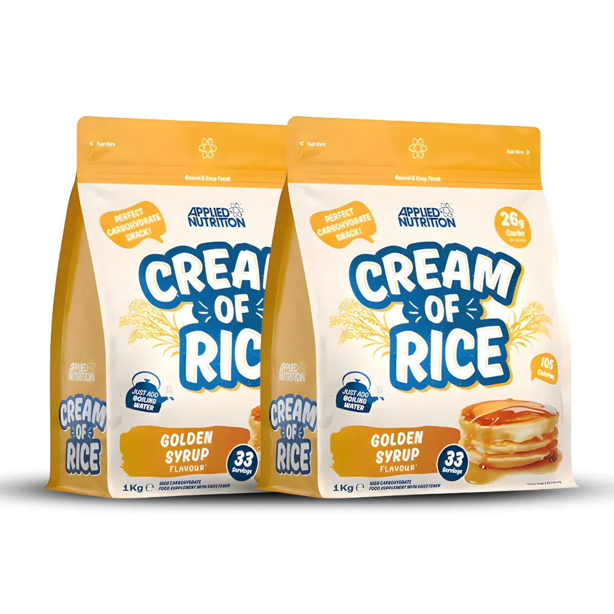 PACK X 02 - CREMA DE ARROZ APPLIED NUTRITION 1 KG CREAM OF RICE - GOLDEN SYRUP - 1