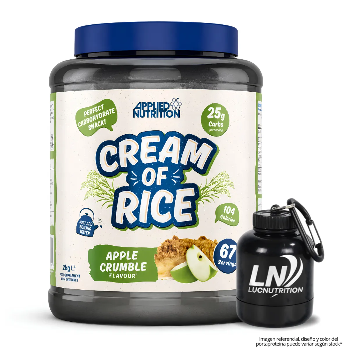 CREMA DE ARROZ APPLIED NUTRITION 2 KG CREAM OF RICE - APPLE CRUMBLE + PORTAPROTEINA - 1