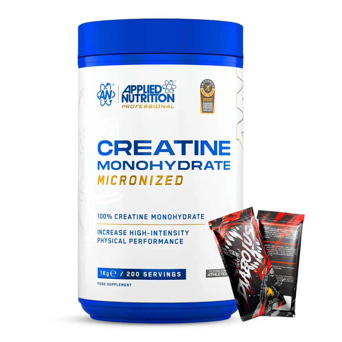 CREATINA APPLIED NUTRITION 1 KG - 200 SERVICIOS + 2 SACHET DIABOLUS - 1