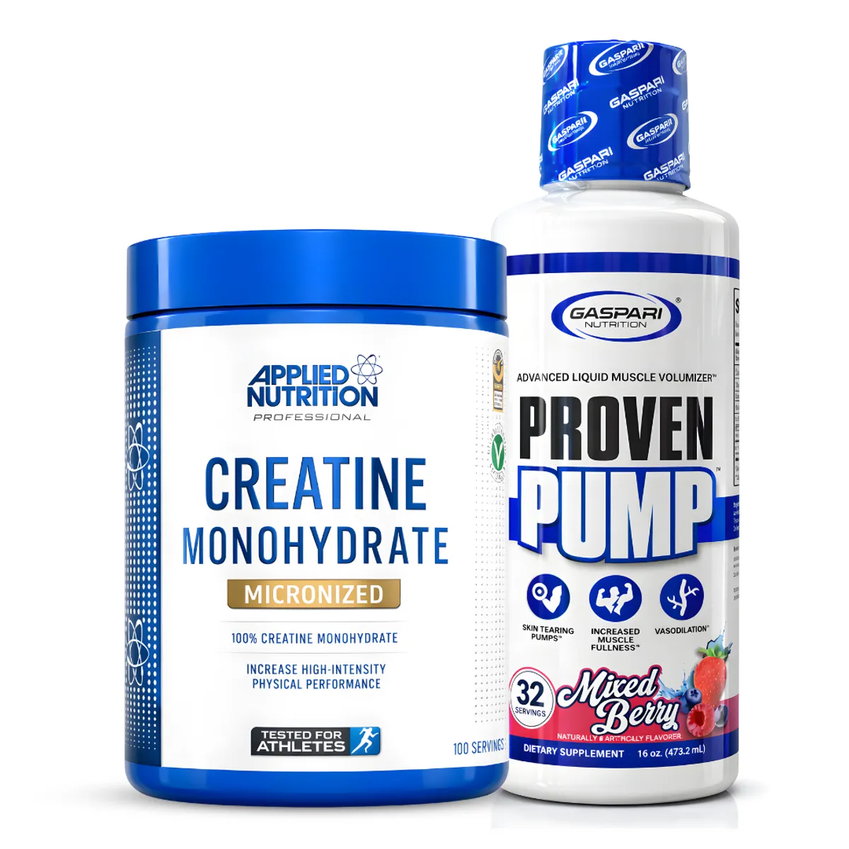 CREATINA APPLIED NUTRITION 500 G + PROVEN PUMP GASPARI NUTRITION - GLICEROL LIQUIDO 32 SERV - MIXED BERRY - 1