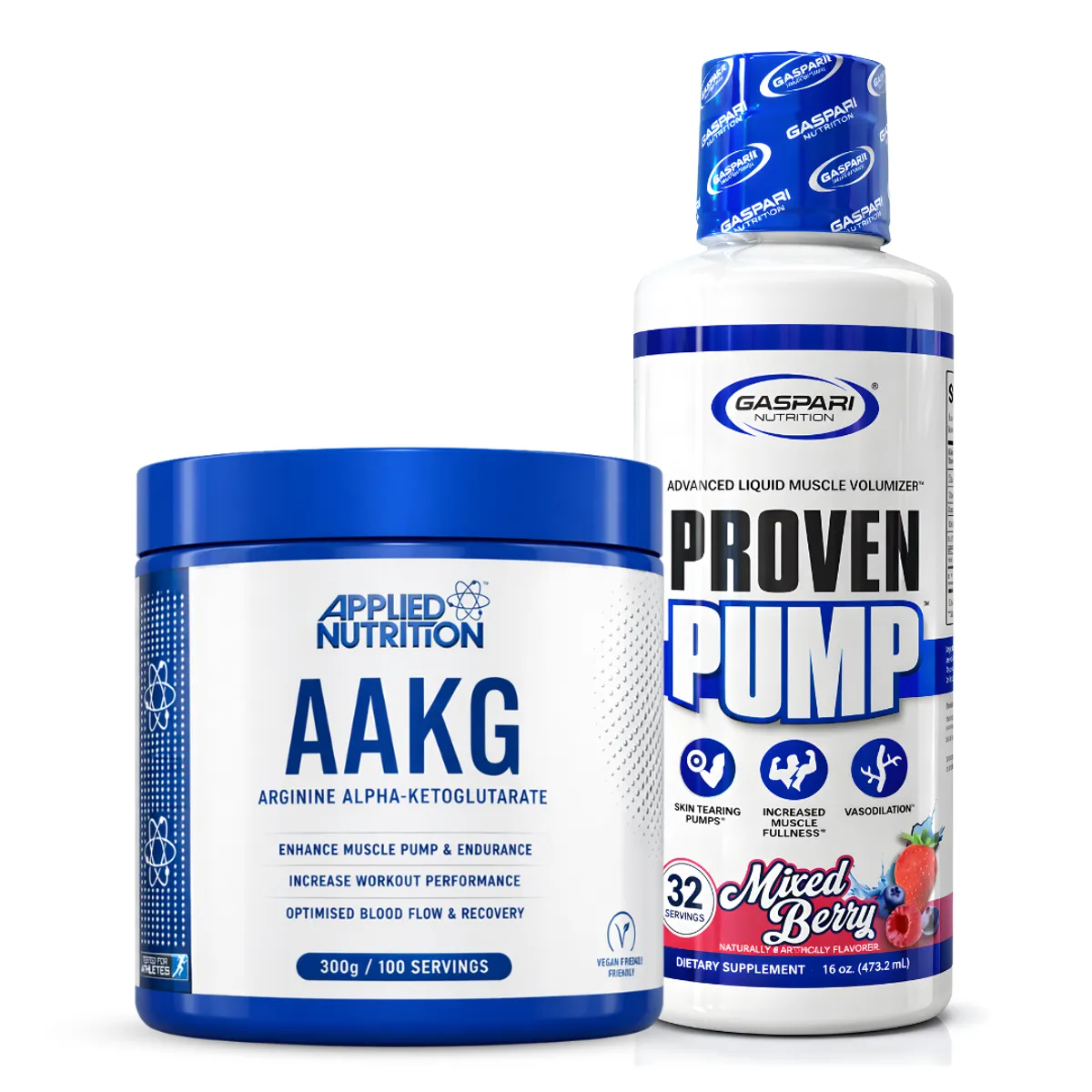 AAKG - ARGININE ALPHA-KETOGLUTARATE / ARGININA 300 G - 100 SERV + PROVEN PUMP GLICEROL LIQUIDO 32 SERV - MIXED BERRY - 1