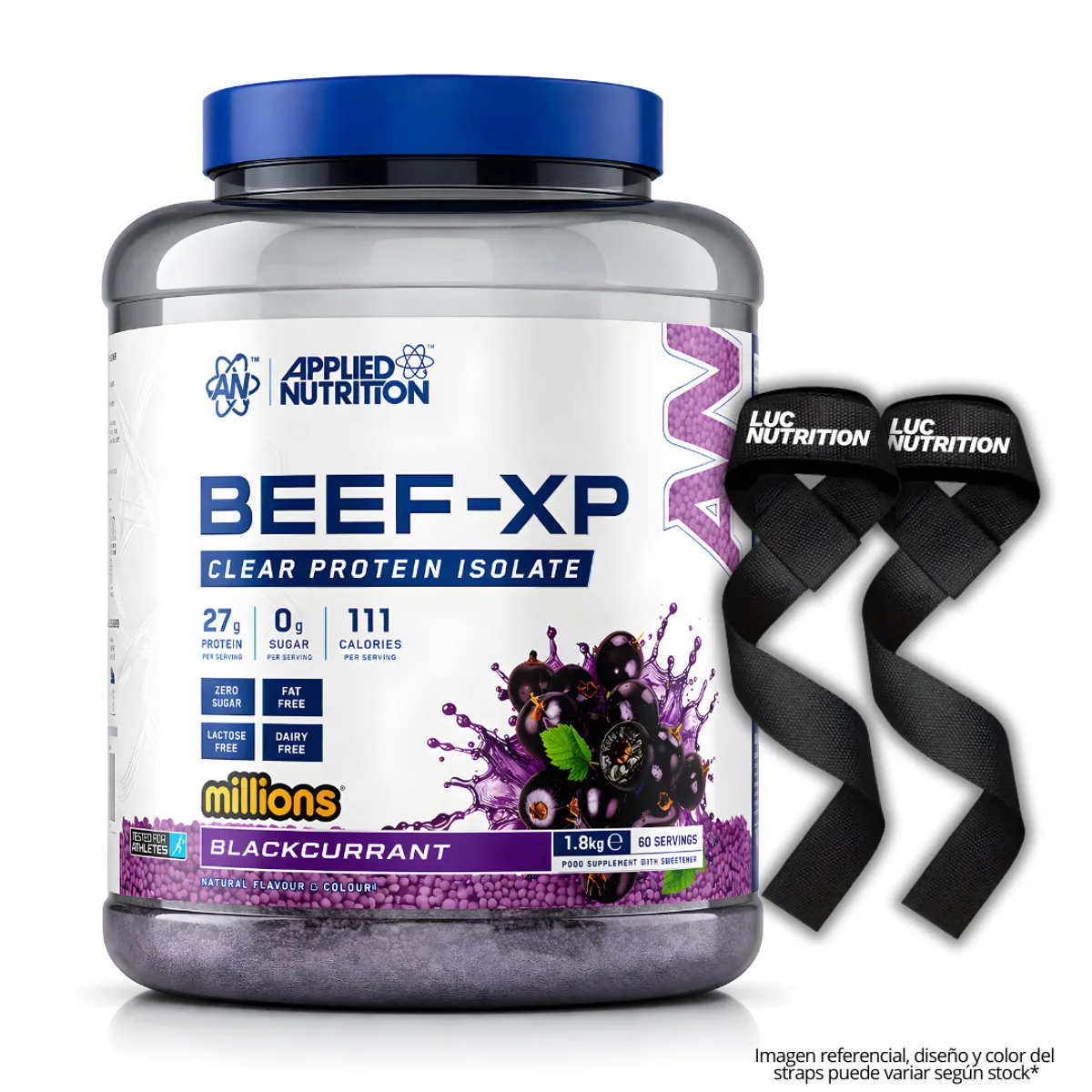PROTEINA DE CARNE BEEF XP 1.8 KG - BLACKCURRANT + STRAPS - 1