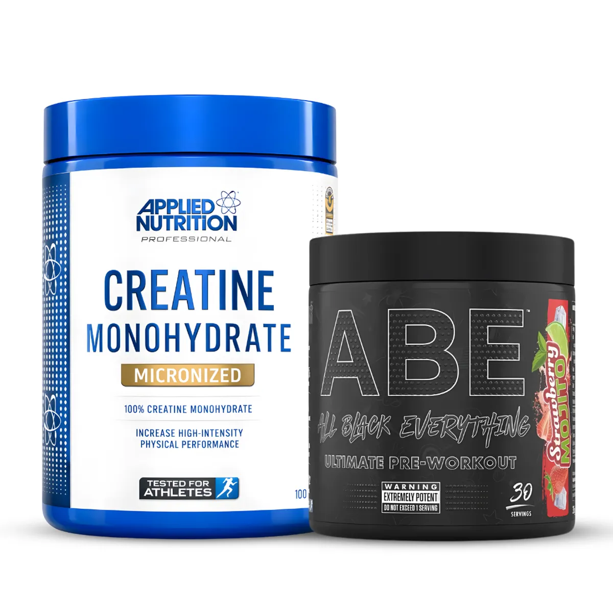 CREATINA APPLIED NUTRITION 500 G + PRE-ENTRENO ABE 30 SERVICIOS - STRAWBERRY MOJITO - 1
