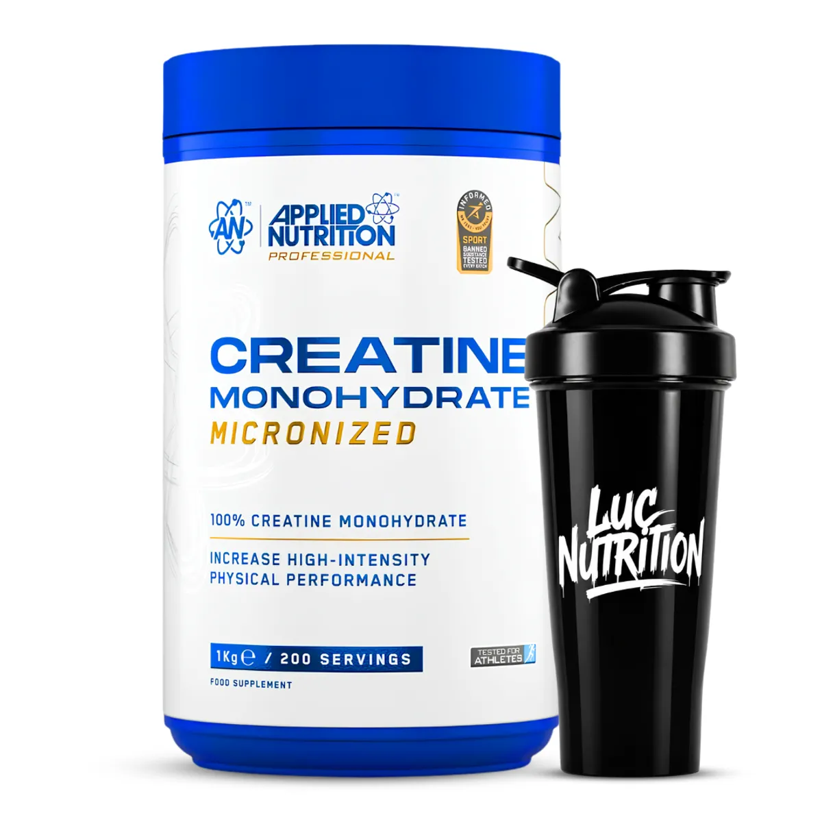 CREATINA APPLIED NUTRITION 1 KG - CREATINA MONOHIDRATADA Y MICRONIZADA 200 SERVICIOS + SHAKER - 1